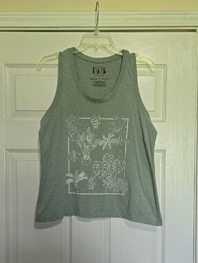 IML Casual Women's Sage Green Tank Top with Botanical Print - Size XL